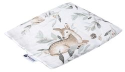 Medi Partners Almohada de hueso de cereza grande Cojín Térmico 500g Rectangular 20x25cm eco natural 100% algodón terapia de calor + frío terapia de masaje (Ciervo en las hojas)