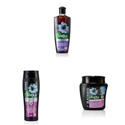 Vatika Naturals Black Seed Enriched Hair Oil (200ml) + Shampoo (400ml) + Hair Mask (500g) With Natural & Herbal Extracts, Provides Strength & Nourishment, Promotes Strong & Shiny Hair