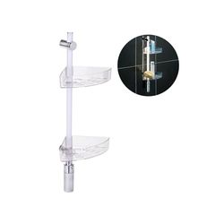 Hoekplank voor douche, doucherek met ledverlichting, 74 cm, transparant