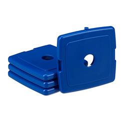 relaxdays Bloc réfrigérant, petit, lot de 4, pour boîtes alimentaires & sacs isothermes, PVC, gel, 13x13x1,5 cm, bleu