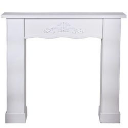 DRW Camino frontale in legno MDF bianco 110x24x100 cm