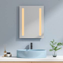 EMKE LED-badrumsspegel 45 x 60 cm med varmvitt ljus väggspegel
