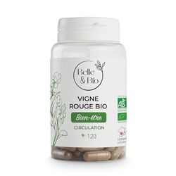 CIRCULATION & JAMBES LOURDES - Vigne Rouge certifiée Bio120 gélules - Cure 1 mois - Active la circulation - Fabriqué en France