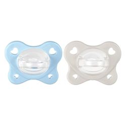 Chicco Chupete Dual Soft, Recién Nacido 2-6 Meses, Bicolor, Set de Chupetes de Silicona con Doble Suavidad, Pezón suave, Apoyan la Respiración y Fomentan el Correcto Desarrollo de la Boca, 2 Pz, Niño