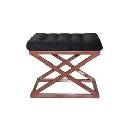 Atelier Del Sofa Stylowa pufa z metalową ramką, miedziana i czarna, 50 x 42 x 40 cm | 100% poliestrowa tkanina Babyface | idealna do nowoczesnych salonów i sypialni