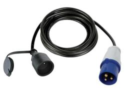 Perel Cabo adaptador, H07RN-F 3G1,5, 3 m, 16 A/230 V, 3680 W, Tipo E para CEE, para uso interior e exterior, borracha, azul