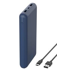 Belkin Caricabatterie portatile USB-C 20K, power bank 20000mAh con ingresso/uscita Type-C, 2 porte USB-A e cavo da USB-C a USB-A incluso per iPhone, Galaxy, iPad, Pixel, AirPods - Blu
