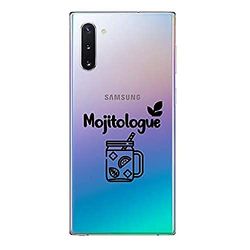 Zokko Beschermhoes voor Samsung Note 10, motief: mojitologen, zacht, transparant, zwarte inkt.