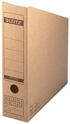 Leitz 60830000 Lot de 10 boîtes d'archives de qualité supérieure pour le rangement et le rangement de magazines et de dossiers au format A4 et US Largeur de dos 80 mm Marron