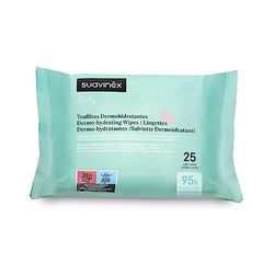 Suavinex, Zestaw 25 chusteczek dla niemowląt, środki nawilżające, chusteczki odpowiednie do skóry atopowej, 95% składników pochodzenia naturalnego, z rumiankiem i aloesem, 25 szt