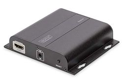 DIGITUS DS-55123 Extensor HDMI/divisor HDMI, UHD 4K 30 Hz, 120 m através de cabo LAN/ilimitado via Ethernet (adequado para IP), unidade de receção para DS-55122, Loop-out, infravermelhos IR