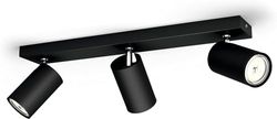Philips Luminaires Faretto Kosipo, 3 ponti luz, attacco GU10, 10 W, Nero