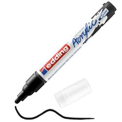 edding 5100 Marcatore Acrilico Medio, Nero, 1 Marcatore a Vernice Acrilica Waterproof, Punta Tonda 2-3Mm, Pennnarello per Disegno Su Tela, Carta, Legno, per Ciotoli