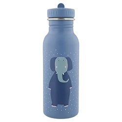 Trixie Drinking Bottle - Mrs. Elephant - 500ml Stainless Steel Water Bottle for Kids - Blue - Leakproof - Eco-Friendly and BPA-Free
