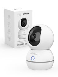 GRIFEMA Wewnętrzna kamera WiFi 360°, 1080P (3MP) z noktowizorem 10 m, wykrywanie człowieka/dźwięku, redukcja szumów 3D, pamięć SD/chmura, tryb prywatności dla dzieci/zwierząt, GD701