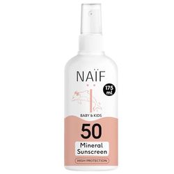 Naïf Spray solaire minéral - pour bébés et enfants - Protection instantanée - Résistante à l'eau - Vegan - indice 50-175ml