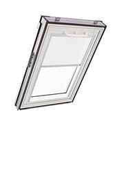 Store d'obscurcissement Roto ZRV Originale - Occultation Presque Totale - Rail de Guidage Argent - Fonctionnement Manuel - pour la Série Q - Taille 114/118 | 11/11 - Couleur du Tissu Blanc