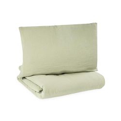 Julius Zöllner Beddengoed mousseline lime, Gr. 100x135 en 40x60 cm, kinderbeddengoed, getest op schadelijke stoffen