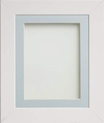 Frame Company Watson Range White 12x10 inch Picture Photo Frame with Light Blue Mount for Image 8x6 inch *Choice of Sizes* Fitted with Real Glass