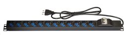 Extensão vertical com conector de 12 portas para armários Rack com interruptor magnetotérmico