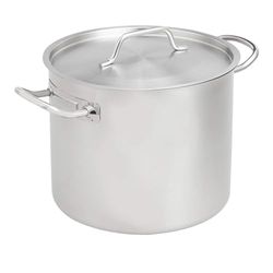 Amazon Basics Marmite avec couvercle Acier inoxydable avec revêtement aluminium 11.4 litres, Argenté (Anciennement marque AmazonCommercial)