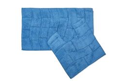 Emma Barclay Waves Ensemble de Bain 2 pièces en Pur Coton Jacquard en Cobalt – Tapis 50 x 80 cm/Contour 50 x 40 cm