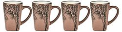 Villa Collection Hela - Juego de 4 tazas de café espresso, pequeñas tazas/cucharones para café espresso, con asa, de loza y cerámica, diam. 5,5 cm, altura 8 cm, 10 cl, rosa/rojo claro
