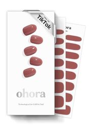 oHora Semi Cured Gel Nail Strips (Cream Rose) - Brown, 30 Pcs, UV Lamp Compatible, Salon-Quality, Long-Lasting & Easy to Apply, Includes 2 Prep Pads, Nail File & Stick