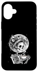 Gothic Woman Skeleton Drinking Coffee Skeleton drinks coffee Case for iPhone 16 Plus