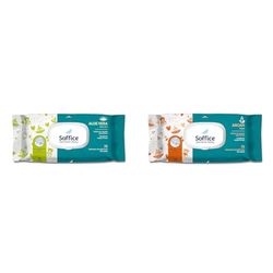 Soffice Baby Argan Lot de 12 paquets contenant chacun 72 lingettes pour bébé, avec couvercle, 370 g & Baby Aloe Lot de 12 paquets contenant chacun 72 lingettes pour bébé, avec couvercle, 370 g