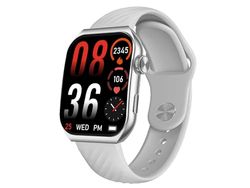 Trevi T-FIT 400C Smartwatch met bluetooth-oproepfunctie, AMOLED-display, 1,96 inch (1,96 inch), wellness- en activiteitscontrole, meldingen van sociale media, waterdicht IP67, grijs