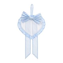 FILET - Lazo de Nacimiento Neonato en Forma de Corazon en Tela Aida para Bordar, Realizado en Algodón Impeso, Ideal para Colgar para Anunciar el Nacimiento de un Bebé, 100% Made in Italy, Color Azul