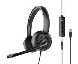 Speedlink METIS Casque stéréo USB - Casque léger Filaire avec Microphone et télécommande Filaire, Prise USB-A et Prise Jack de 3,5 mm, Bureau et télétravail, Sac de Rangement, Noir