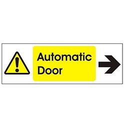 Automatic Door Arrow Right Door Sign 300mm x 100mm - Rigid Plastic