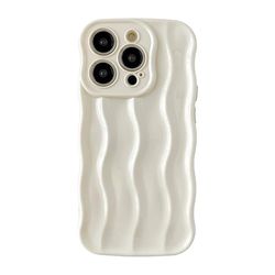 Caseative Water rimpel patroon krullend golf frame zacht compatibel met iPhone hoesje (wit, iPhone 14 Pro)