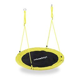 Relaxdays Unisex – huśtawka gniazdowa dla dorosłych, żółta, huśtawka outdoorowa dla dzieci, Ø 110 cm, do 100 kg, okrągła, huśtawka talerzowa, wys. x śr.: ok. 5 x 110 cm