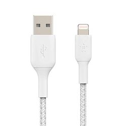 Belkin flätad Lightningkabel (boost laddningskabel till USB-kabel för iPhone, iPad, AirPods) MFi-certifierad laddningskabel för iPhone, flätad belysningskabel 15 cm Vitt