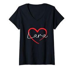 Womens Lara I Heart Lara I Love Lara Personalized V-Neck T-Shirt