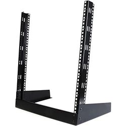 StarTech.com Rack aberto de 12 U com 2 colunas - Rack de 12 U de 19 polegadas de mesa para computadores de sala de servidores e dados, TI, mídia, AV ou computador, rack aberto, design leve, preto, aço