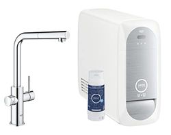 GROHE Blue Home 31927001 Starter Kit (keukenkraan met filterfunctie, voor bruiswater, wifi, uittrekbare L-uitloop), chroom