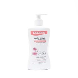 Babaria - Jabón Íntimo Hidratante con Rosa Mosqueta y Ácido Láctico, Respeta el PH Íntimo, Testado Bajo Control Ginecológico, Rápida Absorción, Vegano - 300 ml
