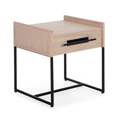 MESITA DE NOCHE 1 CAJON 50X45X54 MADERA MINDI NATURAL/METAL NEGRO
