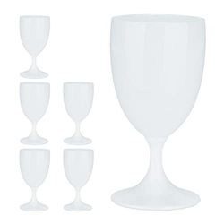 Relaxdays Copas Vino Plástico, Set de 6, Irrompibles y Libres de BPA, 150 ml, Reutilizables, Vasos Camping, Blanco