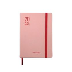 MITAMA Agenda rosa roja – Planificador semanal – 18 meses septiembre 2023 – febrero 2025 – 158 páginas + 50 contenidos extra- bolsillo interior + lápiz a juego – 15 x 21 cm