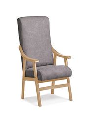 Abuelo a Gusto - Silla Brazos de Madera, Respaldo Recto, Ideal para Personas Mayores, Movilidad Reducida o Dolor Espalda. Usada en residencia y geriátricos. Tamaño: 57x69x116 cm. (Natural, Gris)