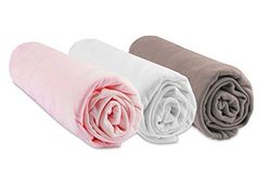 Lote de 3 lençóis-capa de bambu, 60 x 120, rosa branco taupe