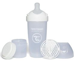 Twistshake Pro Double Biberon Anti-colique avec Récipient à lait en Poudre et Mélangeur - 330 ml | Mamelon en Silicone à Débit Rapide | Sans BPA | Convient aux Bébés à Partir de 4 Mois | Blanc
