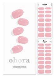 ohora Semi Cured Gel Nail Strips (N Cream Pink) - Works with Any Nail Lamps, Salon-Quality, Long Lasting, Easy to Apply & Remove - Includes 2 Prep Pads, Nail File & Wooden Stick - Pink