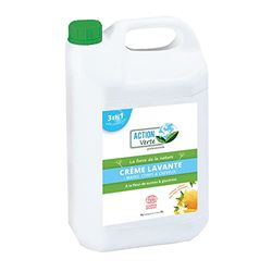 ACTION VERTE - Crema lavante - Pulisce le mani, corpo e capelli - Certificazione Ecocert - Formula naturale - Profumo fiore d'arancio e miele- 5L - Fabbricazione francese