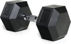 TREXO Hex HXD200 Halter, 20 kg, hexagon duurzaam rubber voor krachttraining thuis met ergonomische handgreep, stabiele en veelzijdige halter